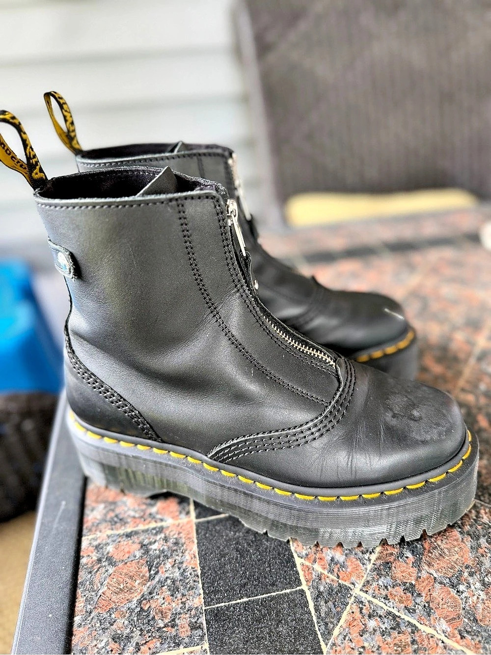 Dr. Martens Jadon Zip Boots Black Leather EU 39 Platform AirWair